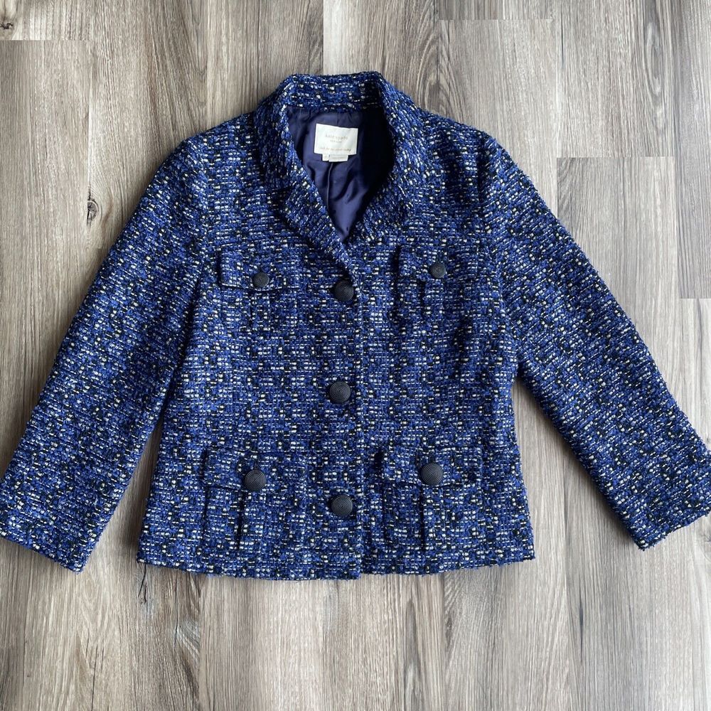 kate spade Navy Tweed Double-Breasted Blazer